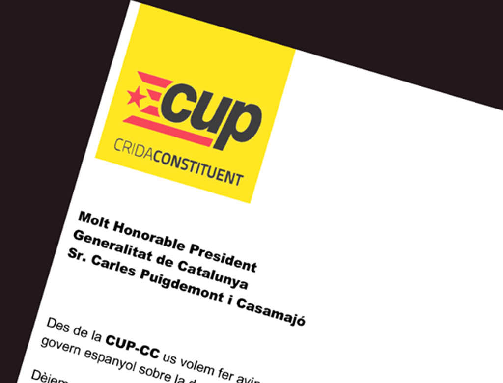 Lettera della CUP a Carles Puigdemont.