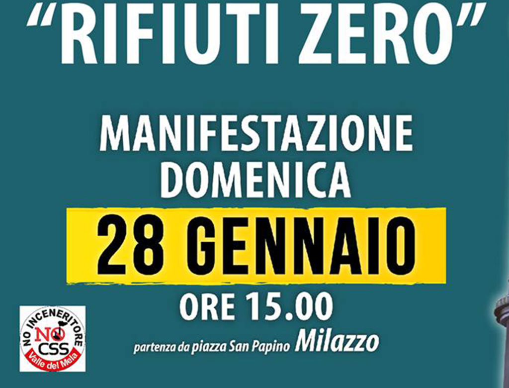 No all’inceneritore nella Valle del Mela. Manifestazione a Milazzo 28 gennaio.