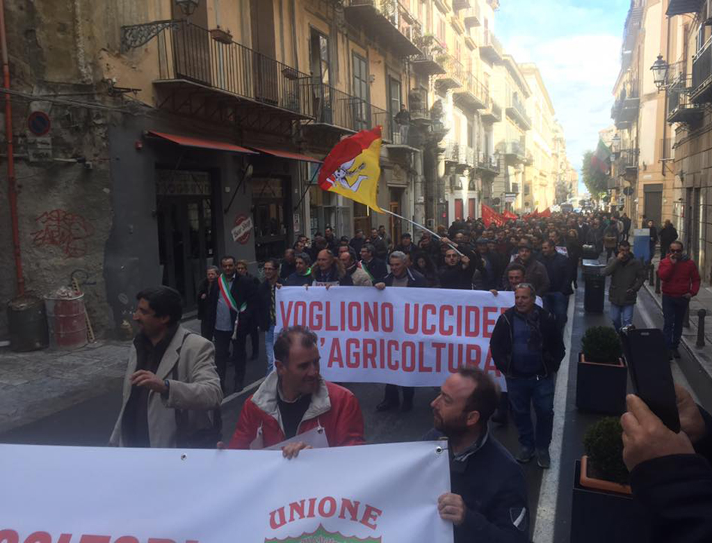 In centinaia a Palermo per difendere l’agricoltura Siciliana.