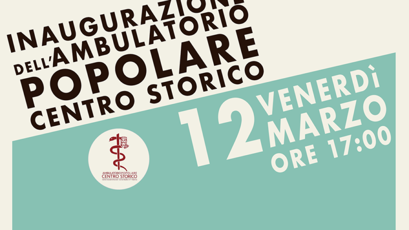 Palermo: domani l’inaugurazione dell’Ambulatorio Popolare Centro Storico