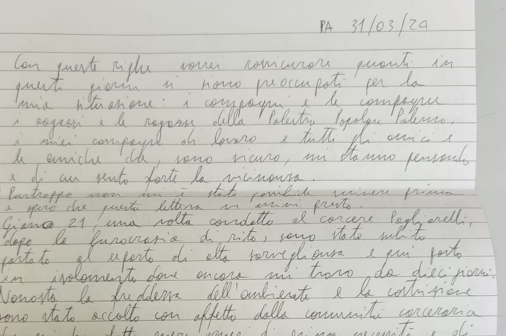 “Siamo dalla parte giusta della storia”. Luigi ci scrive dal carcere